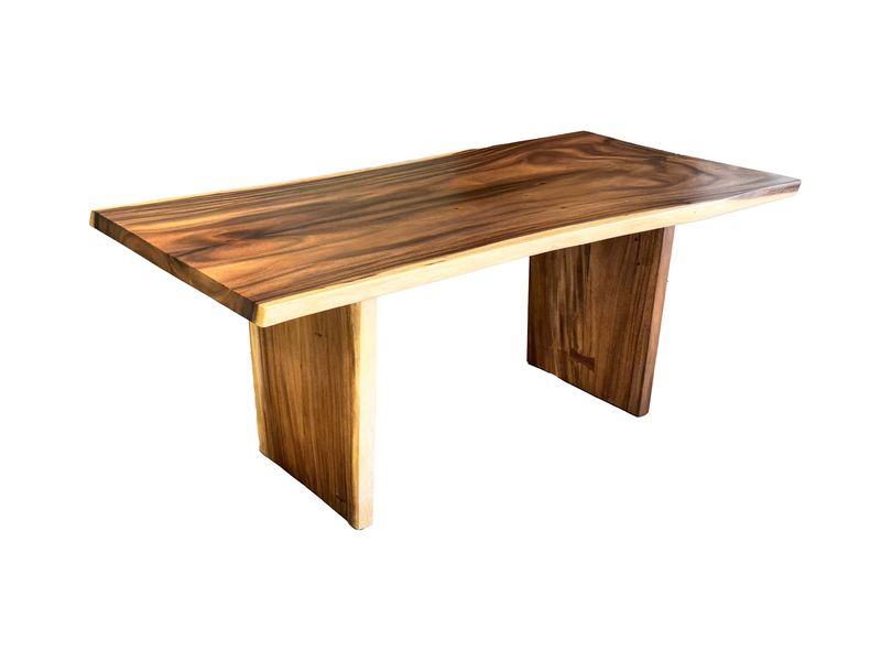 Monkeypod Live Edge Dining Table with Plank Legs