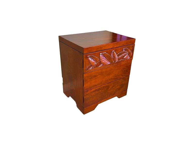 Mango Palm Leaf Nightstand - Koa stain