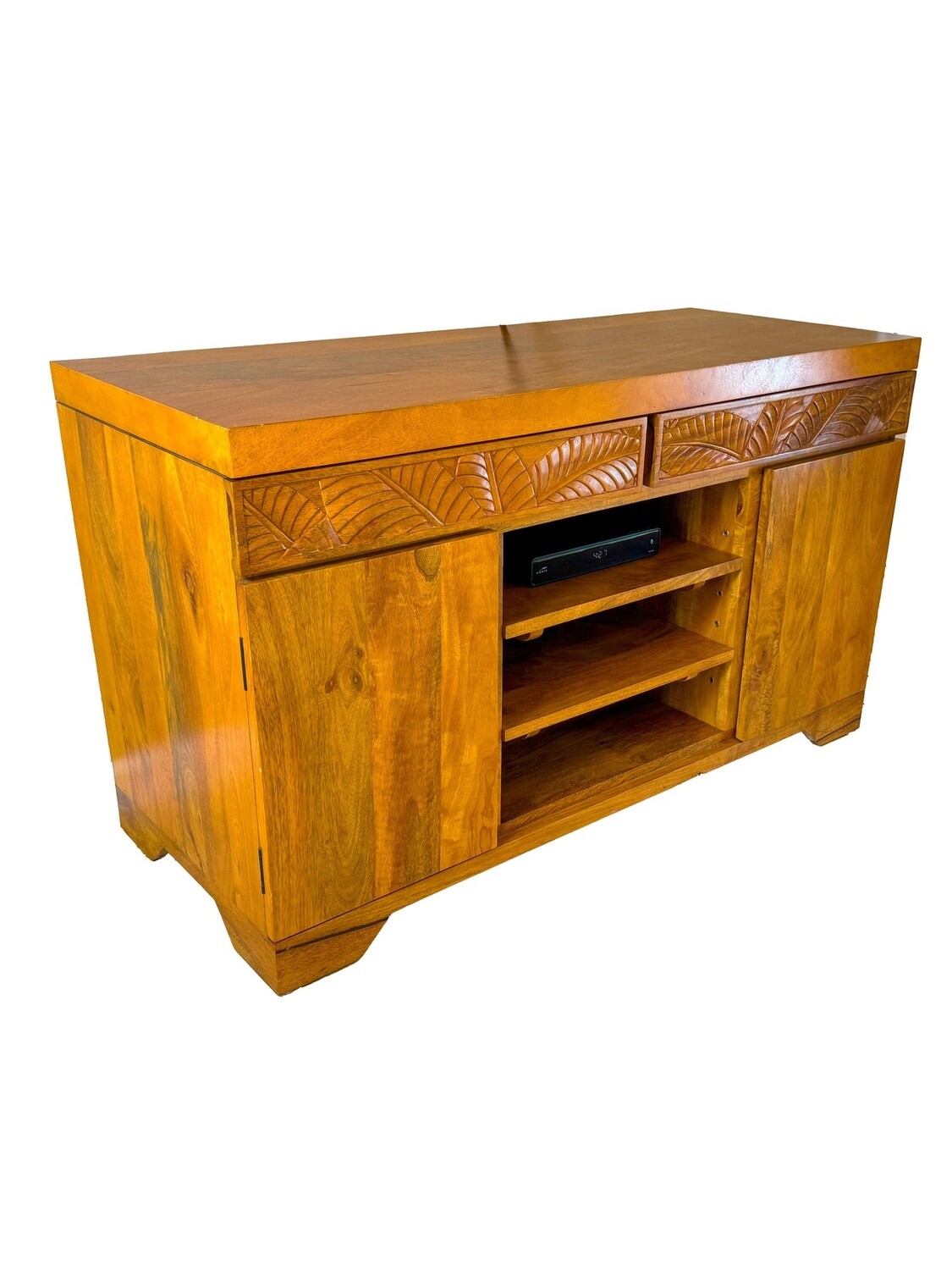 Mango Palm Leaf Media Stand - Papaya stain