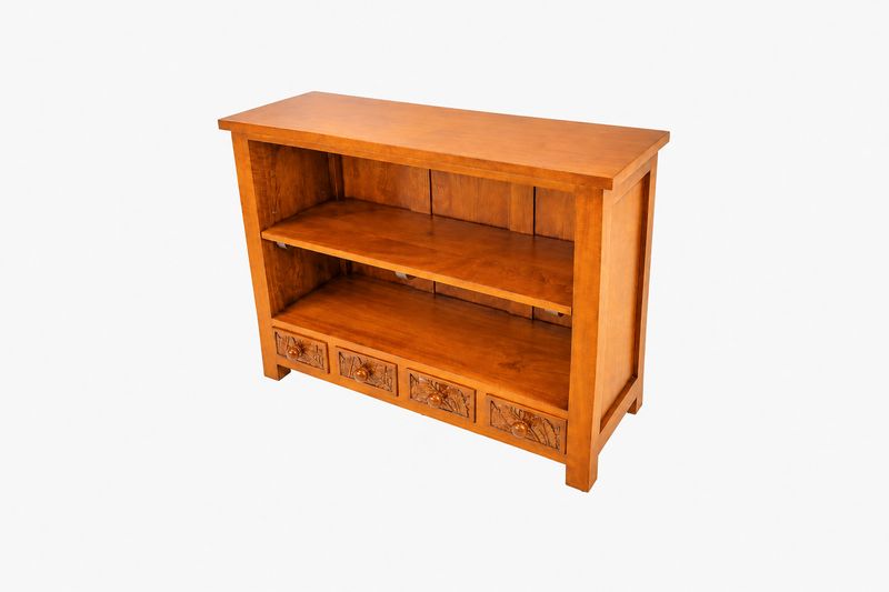 Mango Palm Leaf Matchstick Bookcase - Papaya Stain
