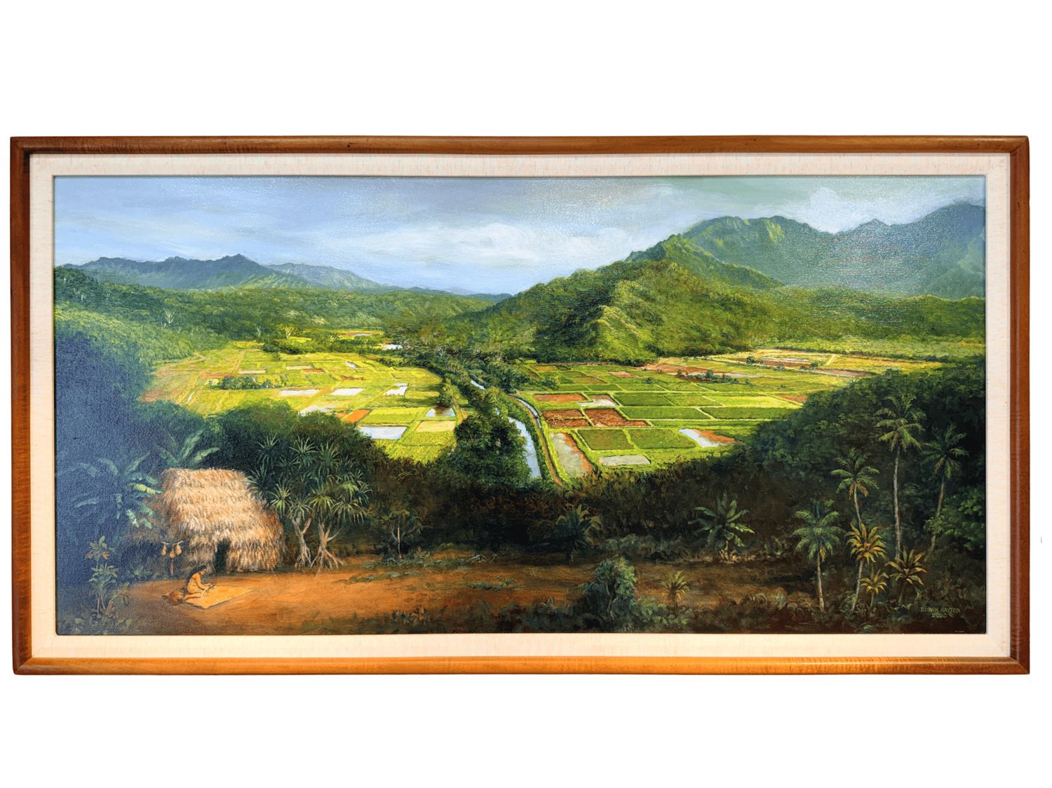 "Hanalei" - 24" x 48" - Original Oil On Canvas with Koa Frame