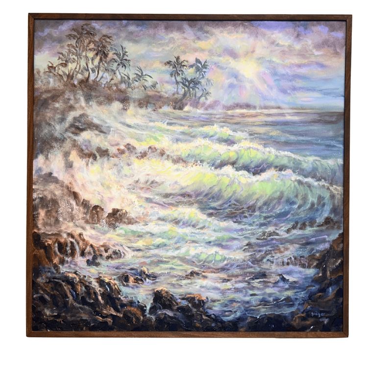"Dawn" 41.25" x 41.5" - Original Oil On canvas with Mahogany Frame