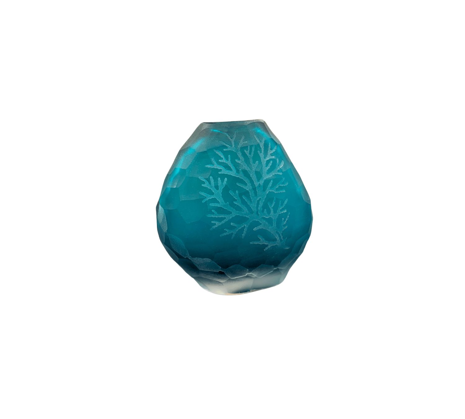 213 sm Turquois pebble vase w/ coral