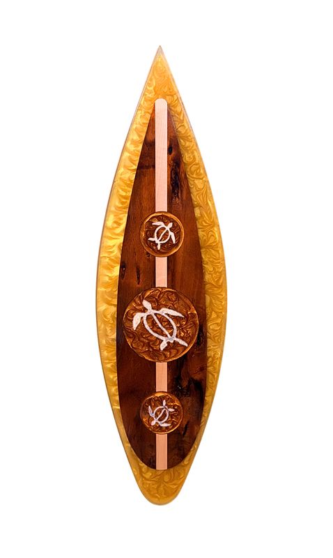 Golden Honu Surfboard Art Yellow colors - 30" x 9" - 111jhw