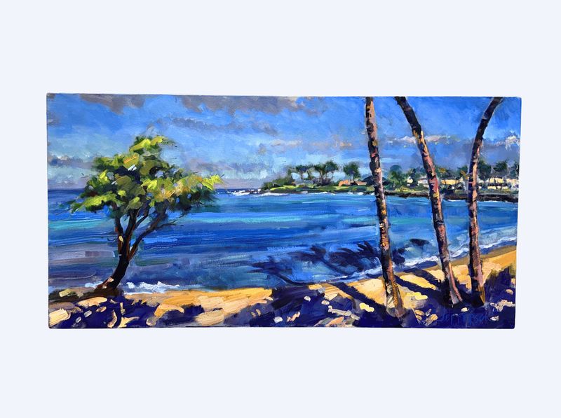 "Shoreline at A Bay" - 30" x 15" Original Oil On canvas