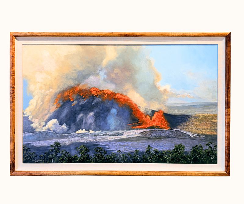 "Occasional Mayhem" - 24" x 39" Original Oil on Canvas with Koa Frame