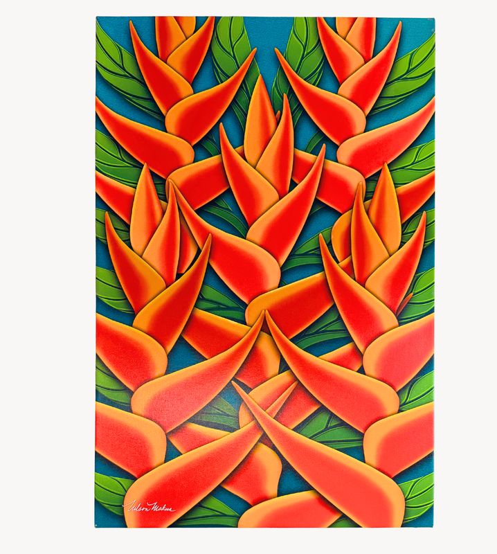 "Rainbow Heliconias" - "36.5 x 23" Original Digital Art