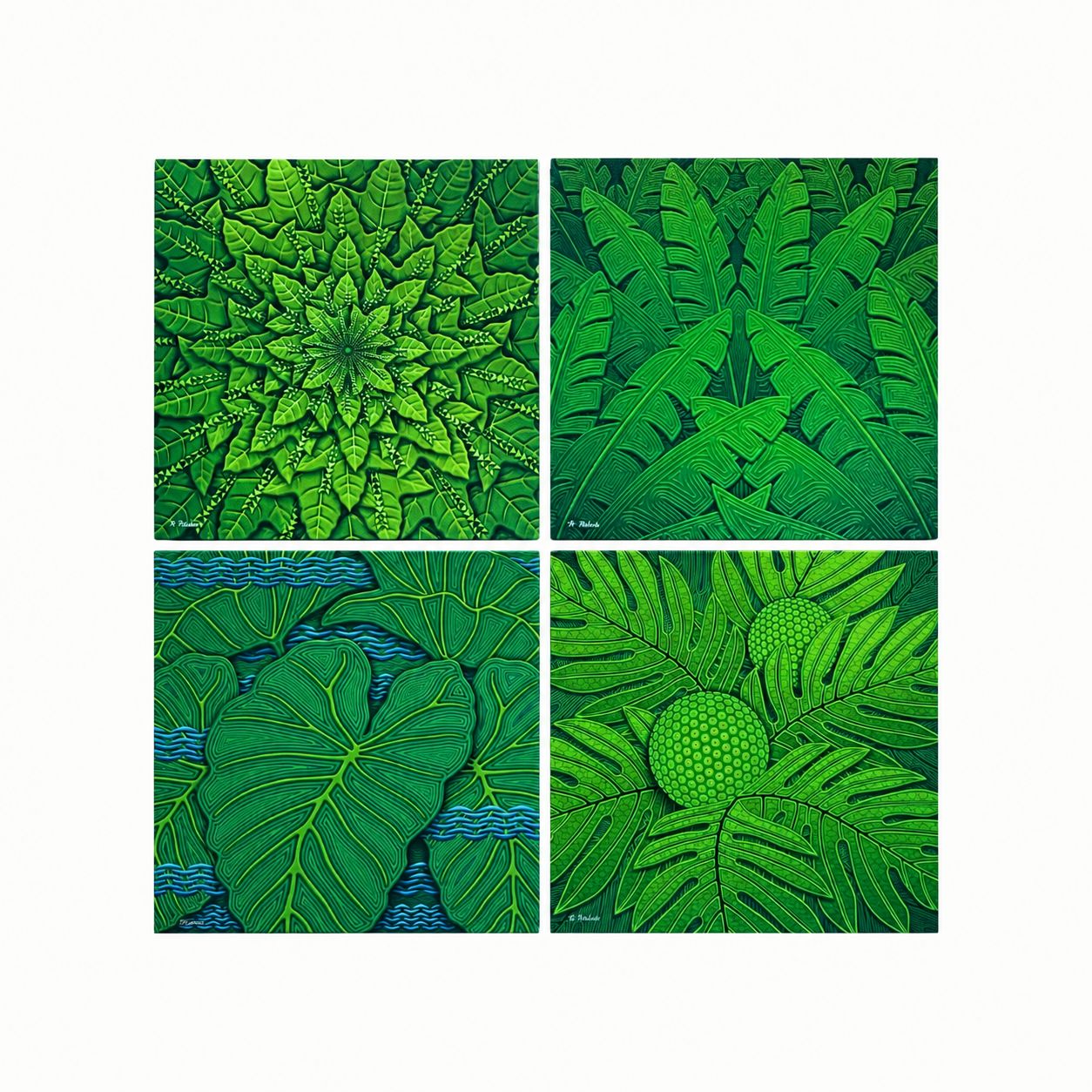 "Kinolau" - 49" x 49"  Guadtych Original Digital Art