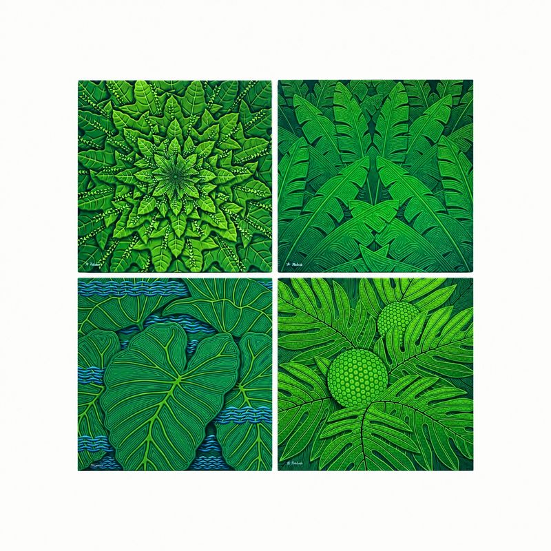 "Kinolau" - 49" x 49"  Guadtych Original Digital Art