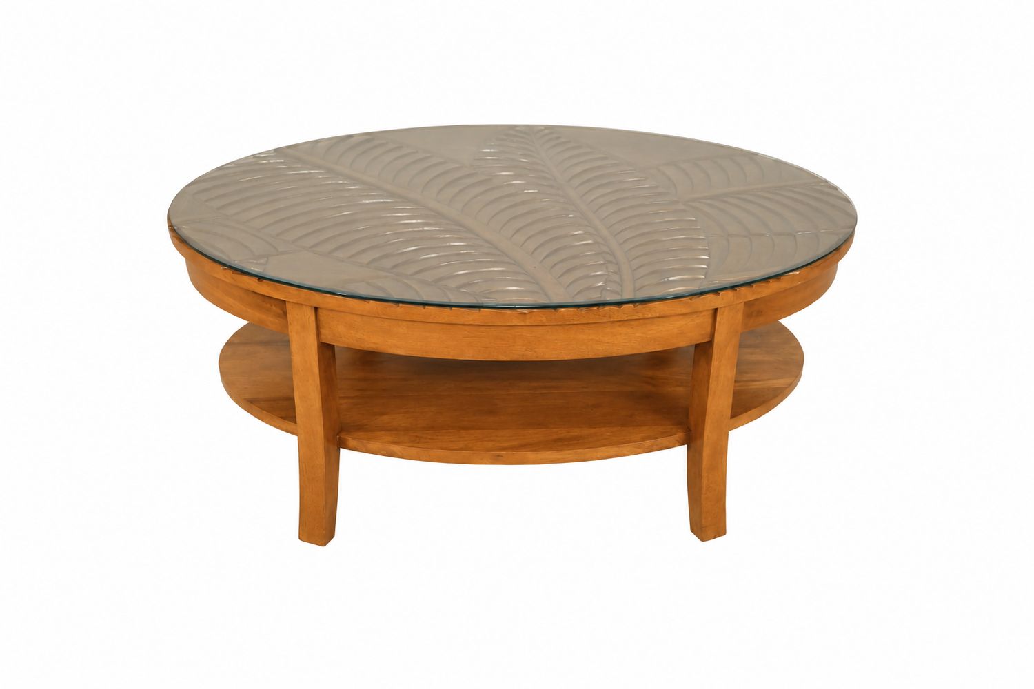 Mango Palm Leaf Oval Coffee Table - Papaya Stain