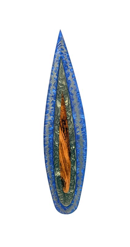 Blue &amp; Green small Surfboard Wall Art - 23.5" x 6" - 107jhw