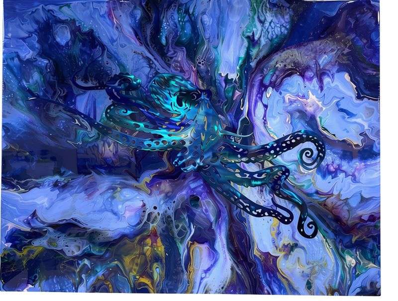 "Metallic octopus" - 22" x 28"