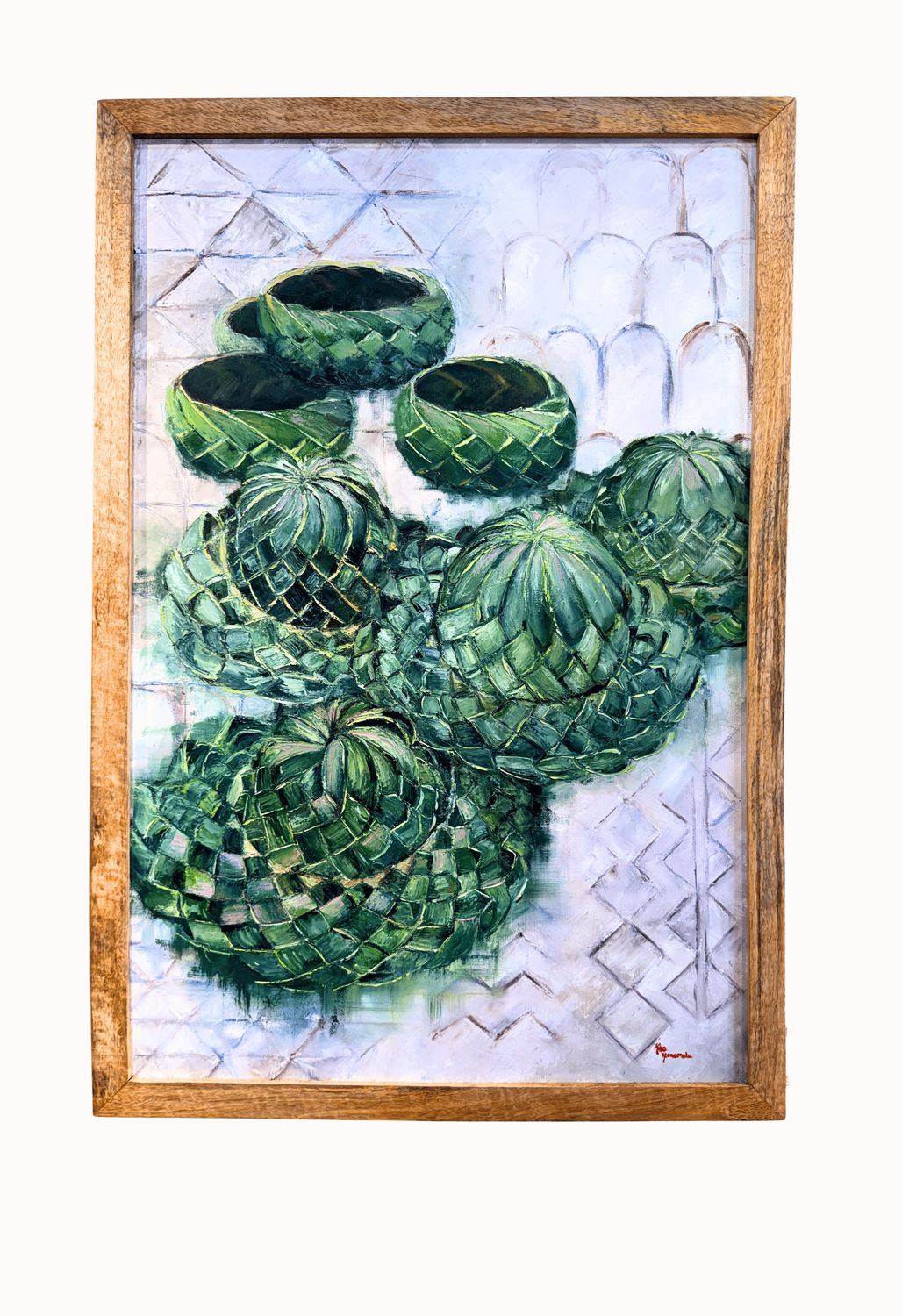 "Aia i hea ku’u papale" Where is my hat - 24" x 36" - Original oil w/ pallet knife w/ mango frame