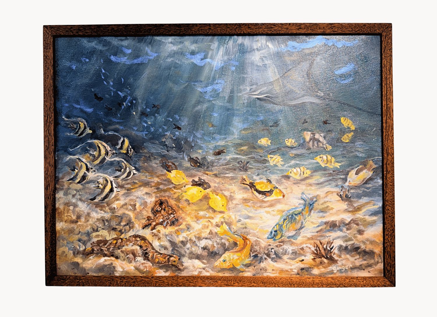 "Kahaluu Odyssey" - "25" x 19" - Original Oil On Canvas with Mahogany Frame