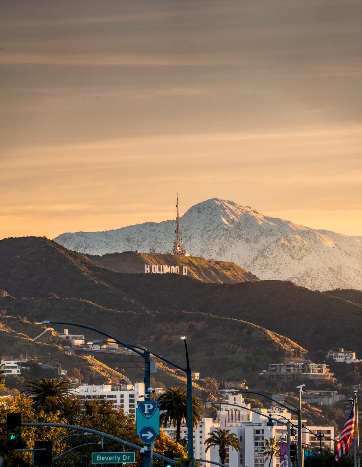 Hollywood sign and snow vertical