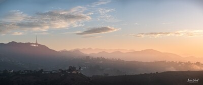 Hollywood sign sunrise panorama