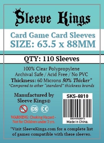 SLEEVE KINGS CARD GAME SLEEVES 63.5MM X 88MM 110CT