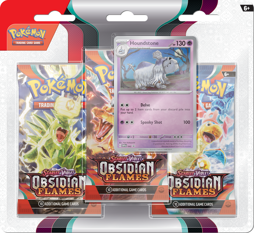 POKEMON SV3 OBSIDIAN FLAMES 3PK BLISTER-HOUNDSTONE