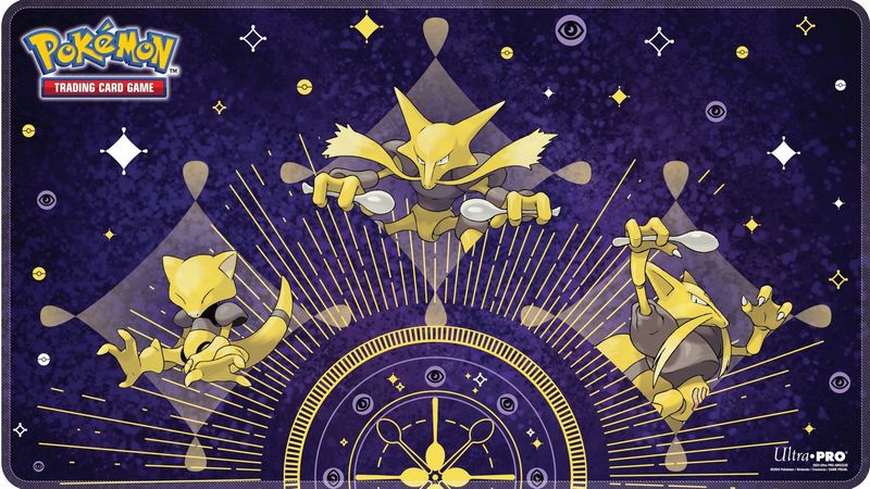 UP PLAYMAT POKEMON ABRA EVOLUTIONS  WHITE STITCHED