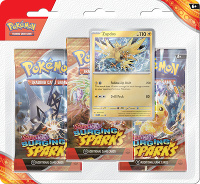 POKEMON SV8 SURGING SPARKS 3PK BLISTER - ZAPDOS