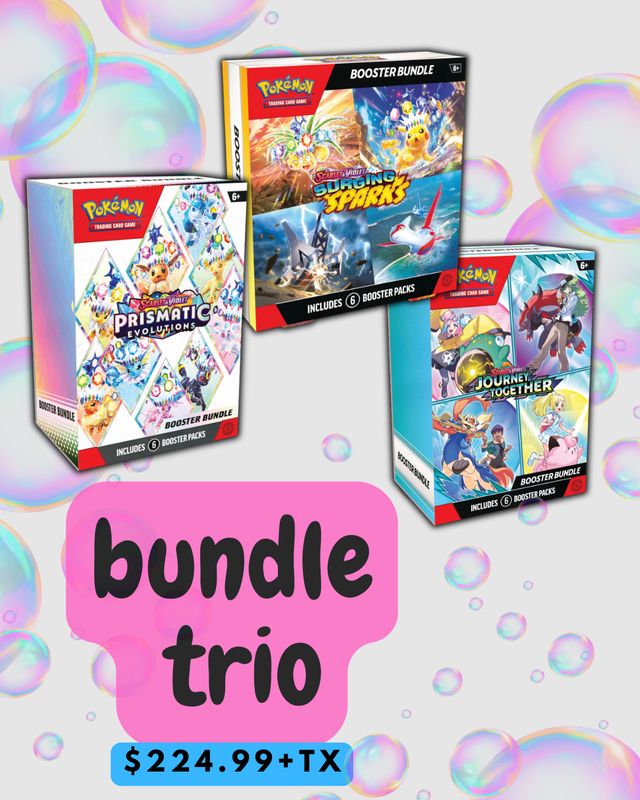 POKEMON BUNDLE TRIO - SURGING SPARKS - JOURNEY TOGETHER - PRISMATIC EVOLUTIONS