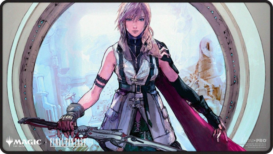 UP PLAYMAT MTG UNIVERSES BEYOND FINAL FANTASY BLACK STITCHED, Variation: UP PLAYMAT MTG FINAL FANTASY BLACK STITCHED PREMIUM W - LIGHTNING ARMY OF ONE