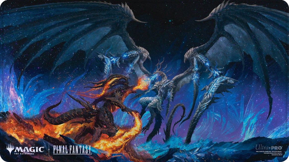 UP PLAYMAT MTG UNIVERSES BEYOND FINAL FANTASY HOLOFOIL, Variation: UP PLAYMAT MTG FINAL FANTASY HOLOFOIL - IFRIT VS. BAHAMUT