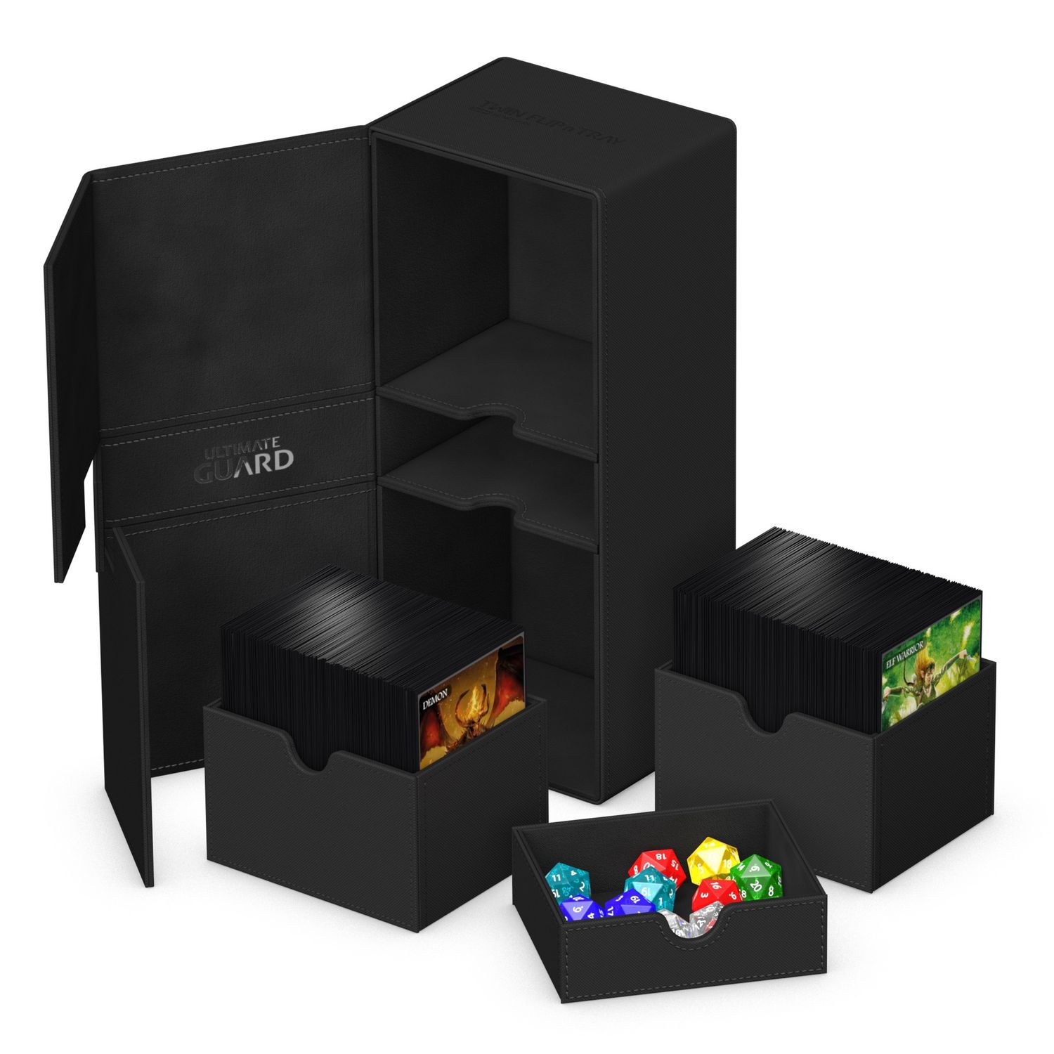 ULTIMATE GUARD TWIN FLIP N TRAY DECK CASE MONOCOLOR BLACK 266+