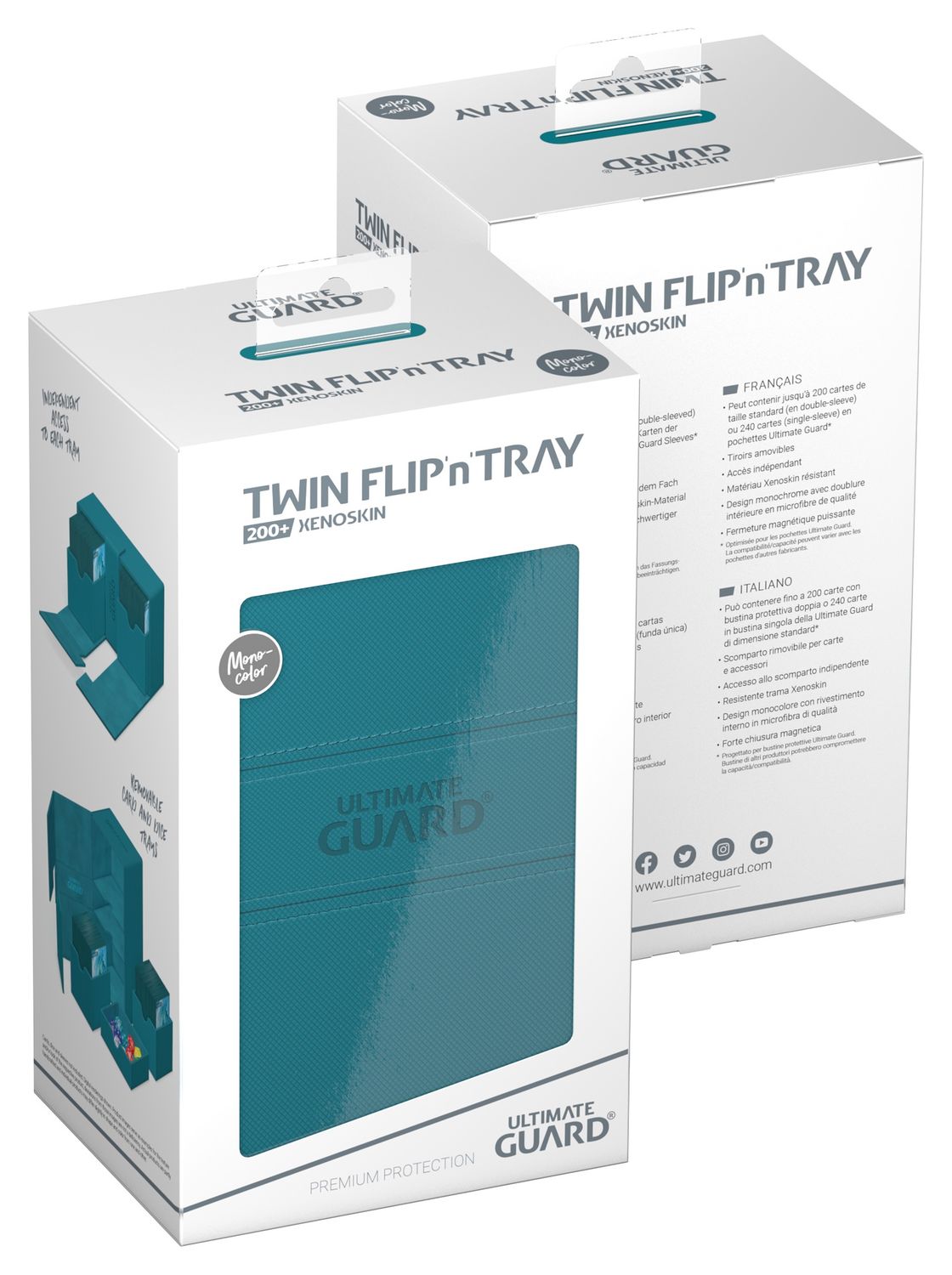 ULTIMATE GUARD TWIN FLIP N TRAY DECK CASE MONOCOLOR PETROL 200+