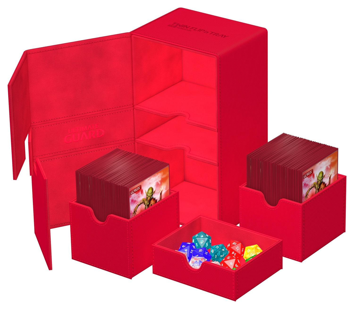 ULTIMATE GUARD TWIN FLIP N TRAY DECK CASE MONOCOLOR RED 200+