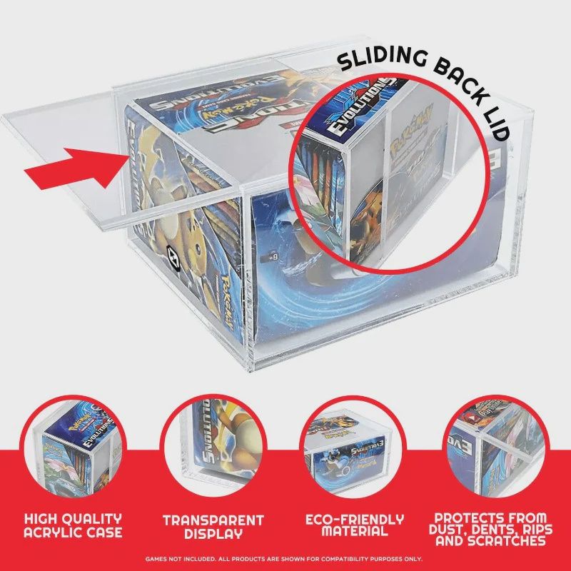 EVORETRO POKEMON BOOSTER BOX ACRYLIC WITH SLIDING LID ANTI-UV