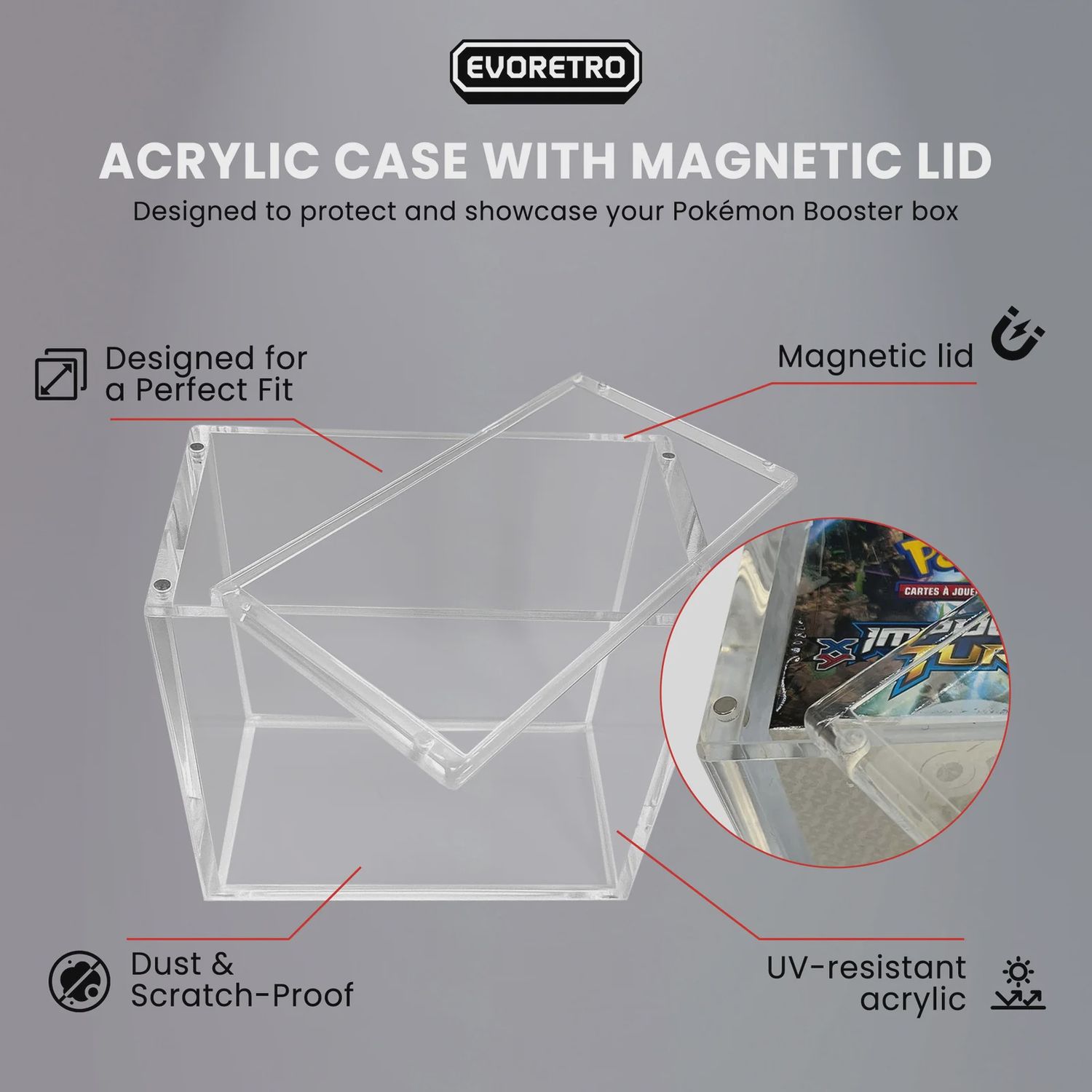 EVORETRO POKEMON ACRYLIC CASE BOOSTER BOX WITH MAGNETIC LID