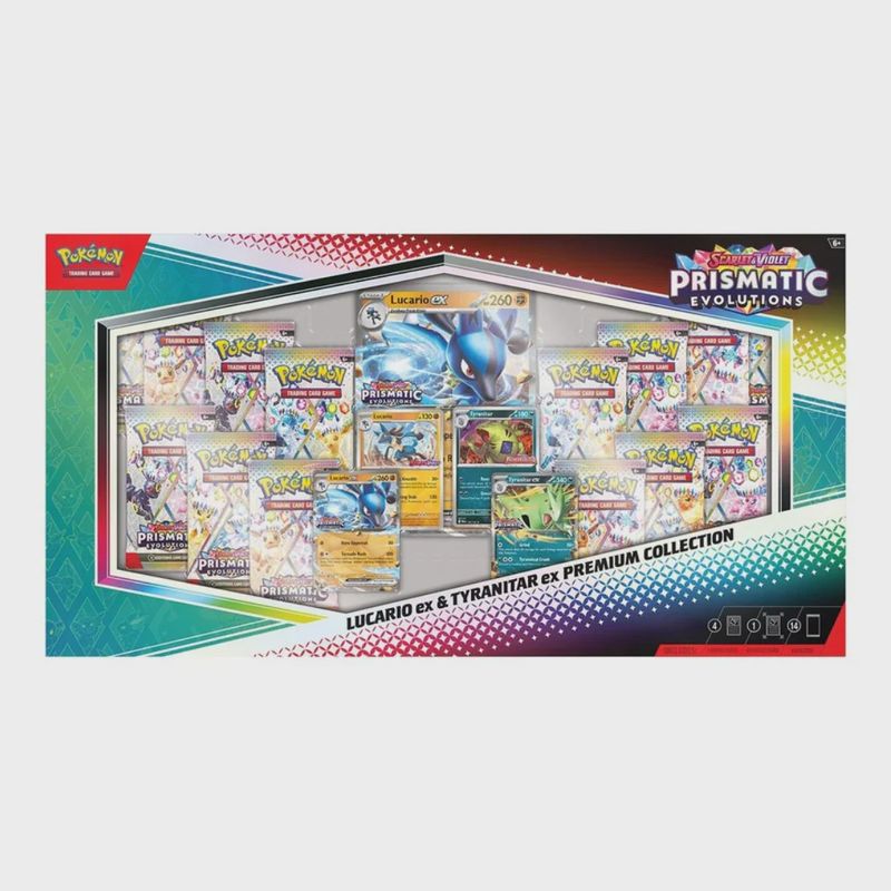 POKEMON PRISMATIC EVOLUTIONS LUCARIO EX &amp; TYRANITAR EX PREMIUM COLLECTION