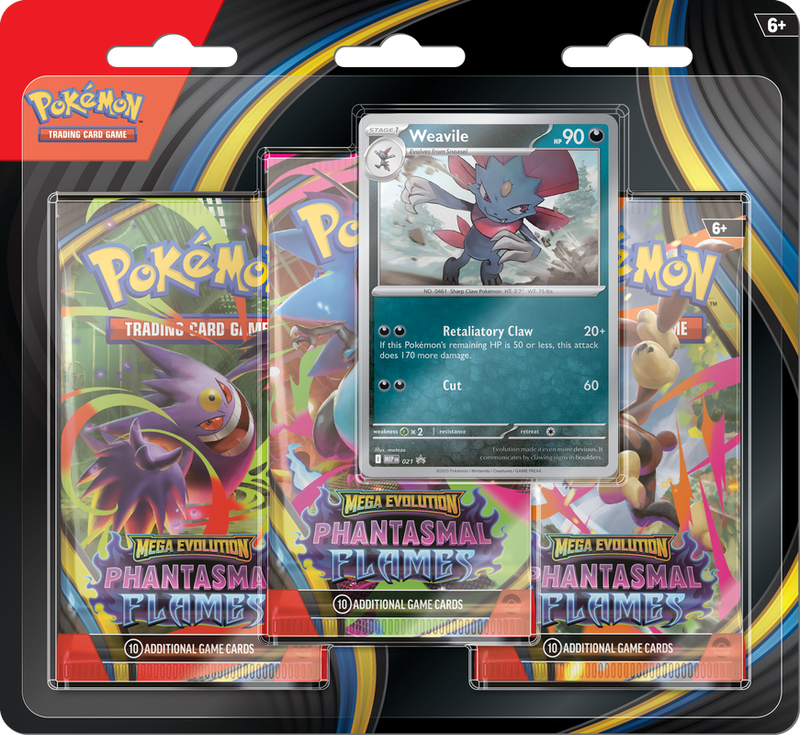 (PRE-ORDER) POKEMON ME02 PHANTASMAL FLAMES 3PK BLISTER - WEAVILE
