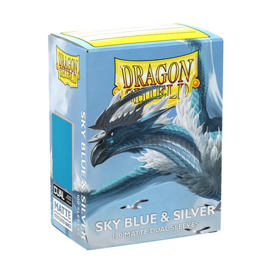 DRAGON SHIELD SLEEVES DUAL MATTE SKY  BLUE AND SILVER 100CT