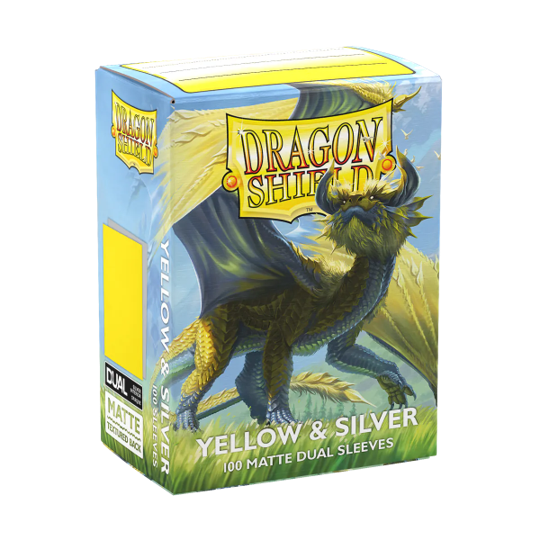 DRAGON SHIELD SLEEVES DUAL MATTE YELLOW AND SILVER 100CT