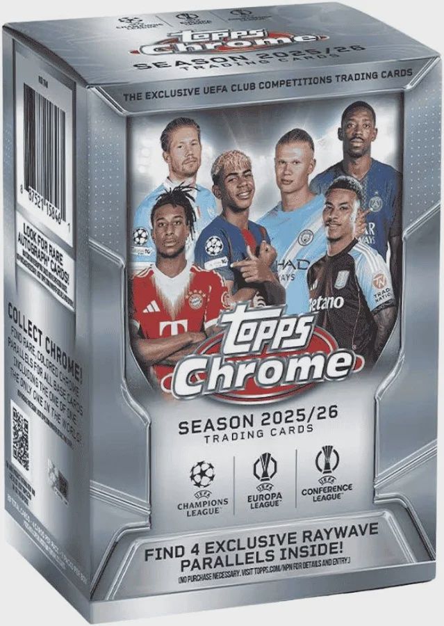 2025-26 SOCCER TOPPS CHROME UEFA CLUB COMPETITIONS BLASTER VALUE BOX