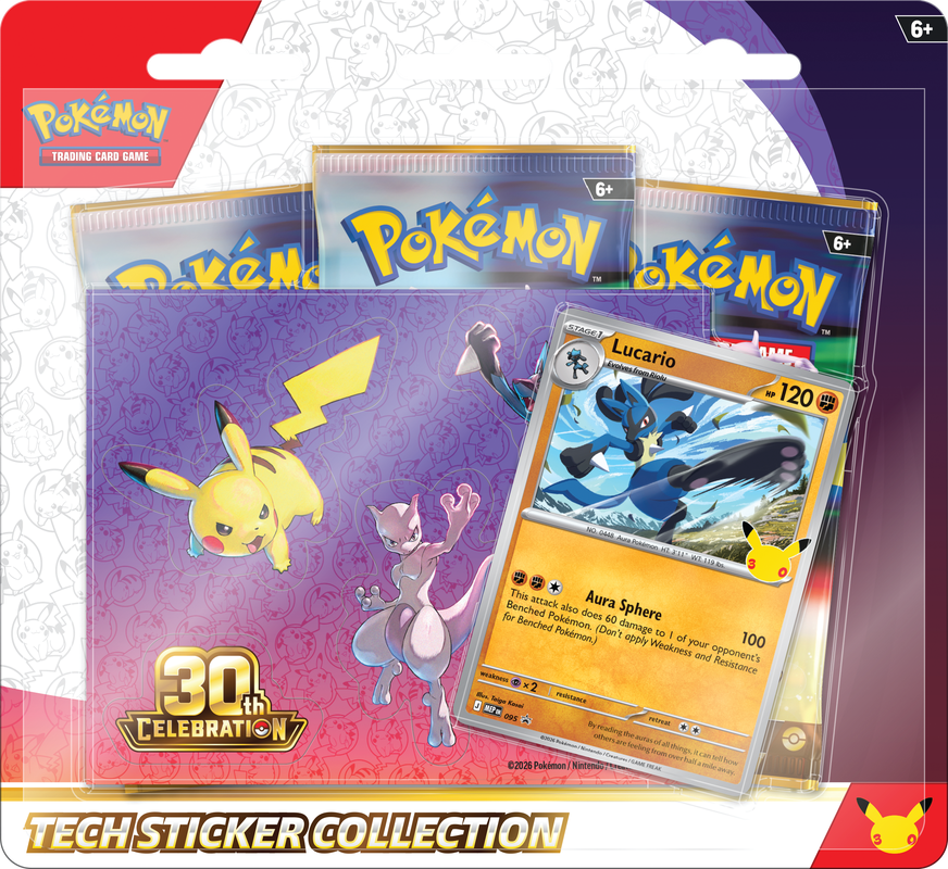POKEMON 30TH CELEBRATION TECH STICKER COLLECTION - LUCARIO