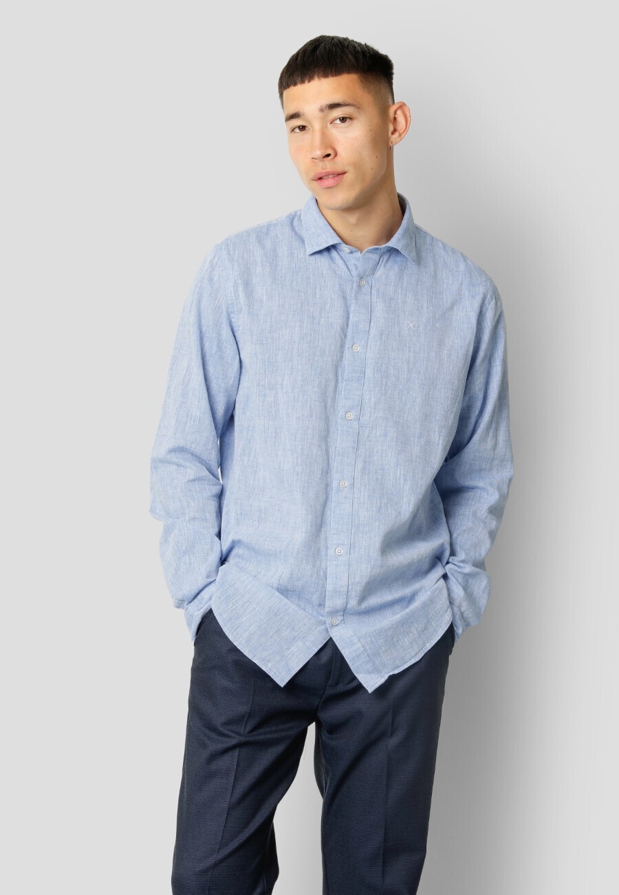 Clean Cut Copenhagen jamie cotton linen shirt blauw, Size: XXL