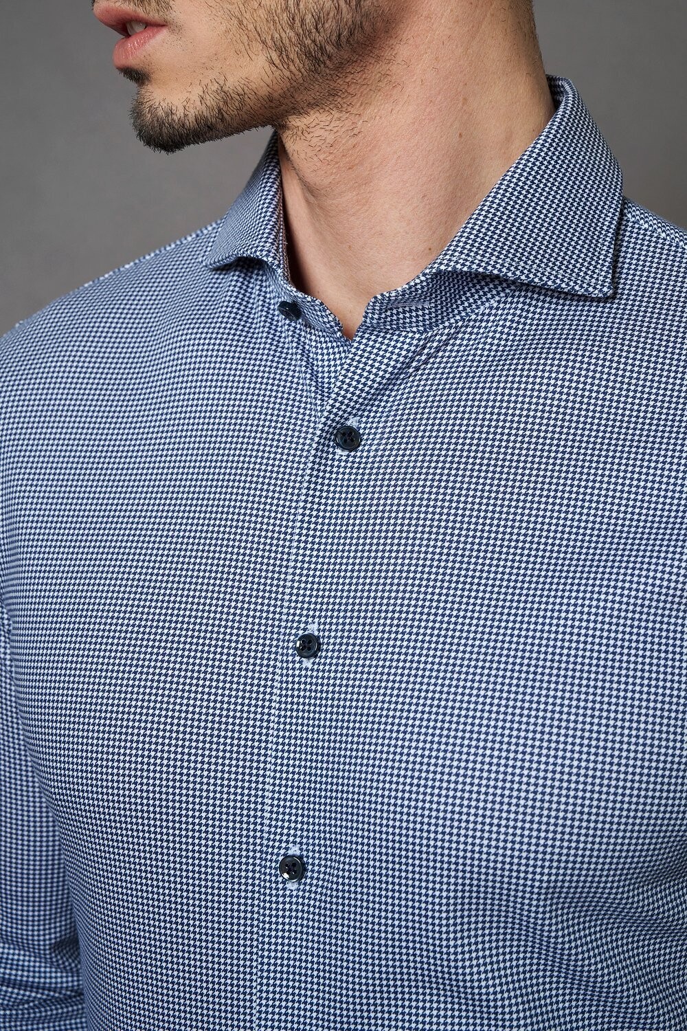 Desoto Luxury printed stretch shirt blauw