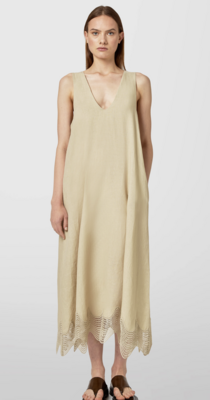 Alpha Studio linen sleeveless dress zand