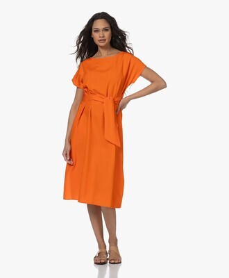 LaSalle Amsterdam cap sleeve tie dress oranje
