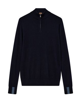 Mos Mosh Gallery adam soft zip turtle knit blauw