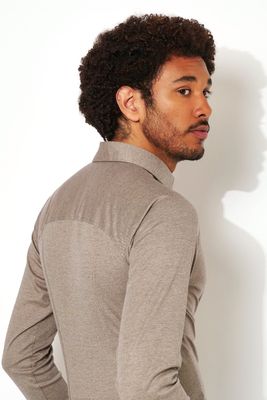 Desoto Men casual kent shirt bruin