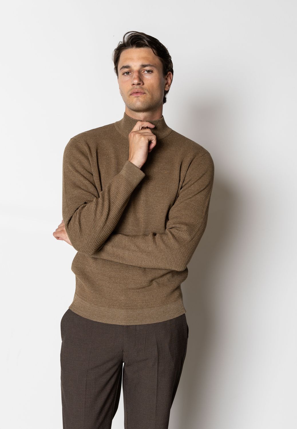 Clean Cut Copenhagen oscar half zip knit bruin