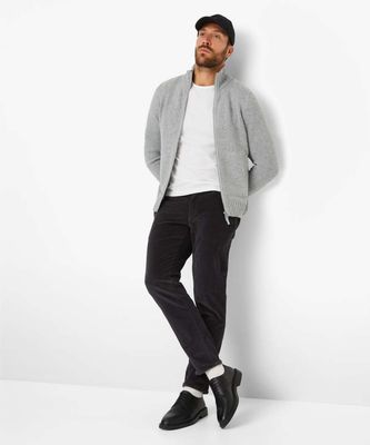 Brax Men knitted zip carigan grijs
