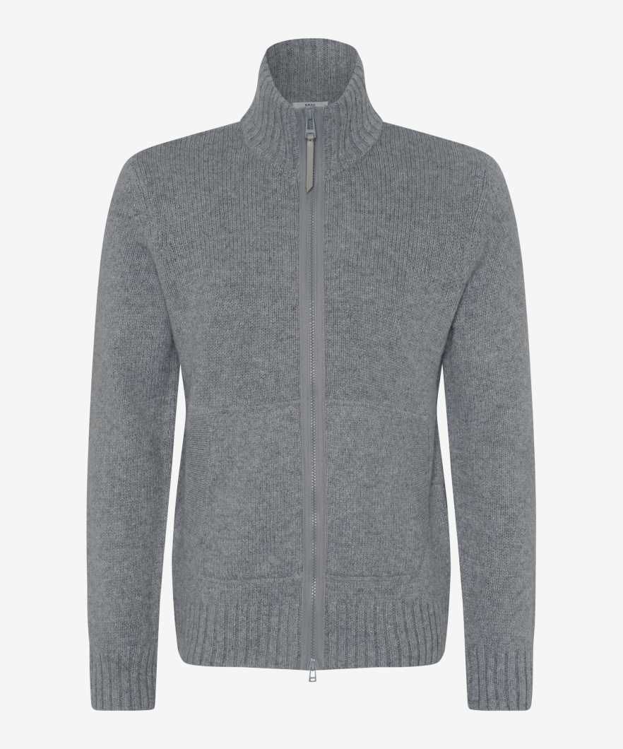 Brax Men knitted zip carigan grijs