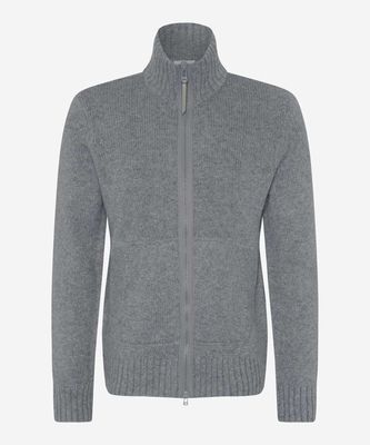 Brax Men knitted zip carigan grijs