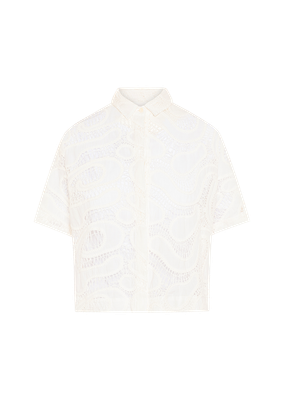 0039 Italy short sleeve blouse off white
