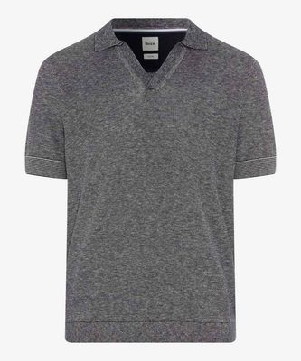 Brax Men knitted linen polo blauw